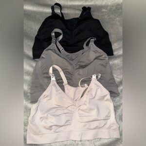 Set of Three Nursing Bras - Black, Gray, and Cream